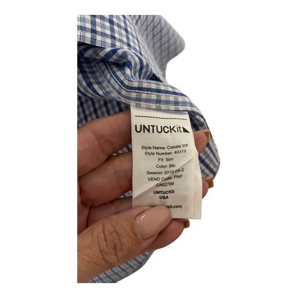 UNTUCKit Casale Plaid Button Up Shirt Long Sleeve Wrinkle Free Dress Size M - Picture 10 of 11